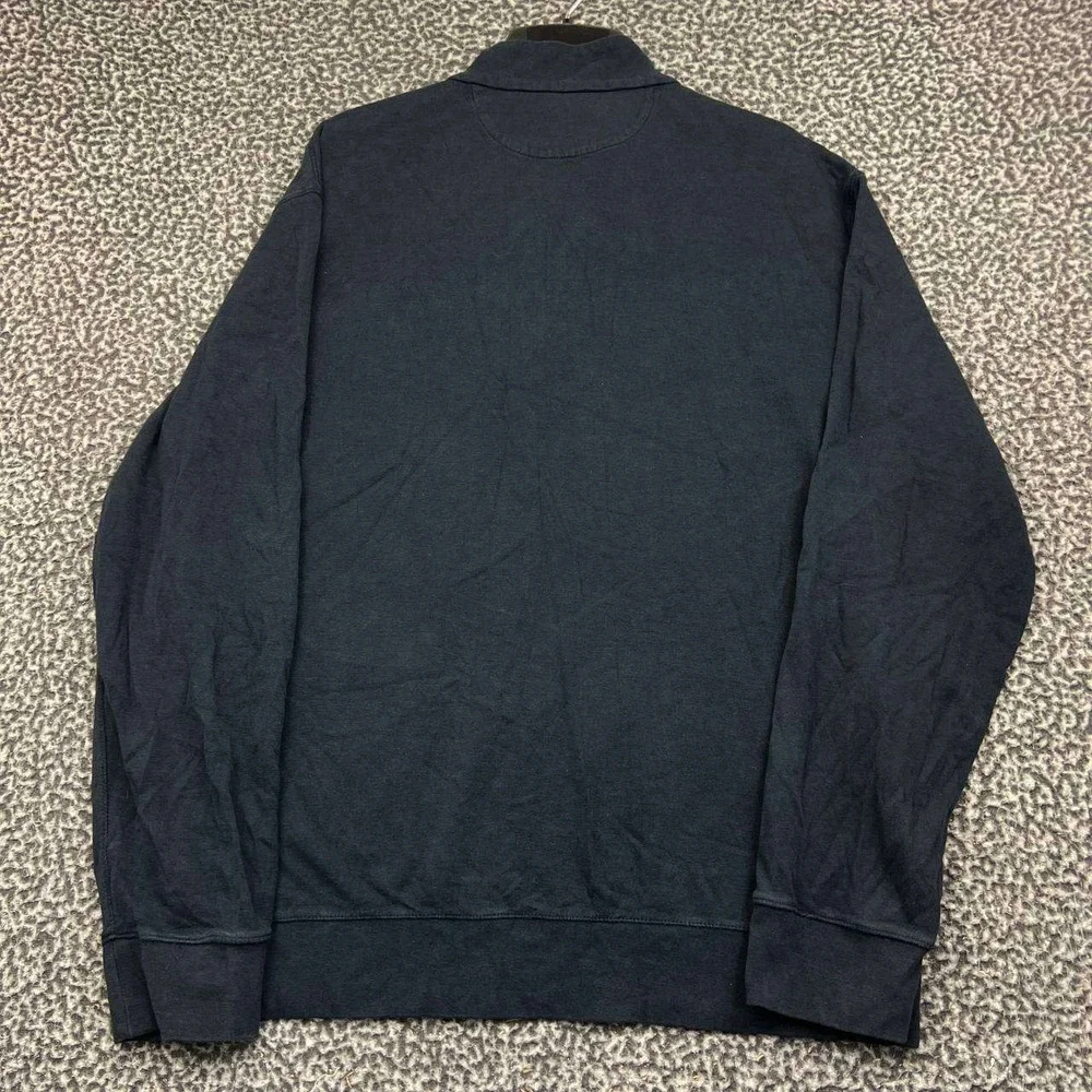 Polo Ralph Lauren Sweatshirt Men XL Navy Blue Quarter Zip Pullover Cotton Blend